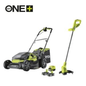 Pack tondeuse+coupe bordure RYOBI One+, 2x18V, l.37cm, 2 batteries 5Ah