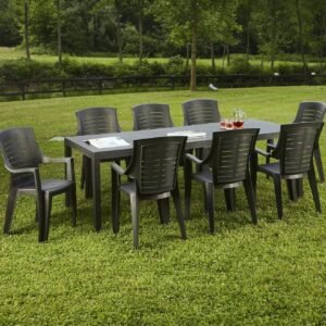 Dmora Rattan d'extérieur Susa, rectangulaire manger, table de jardin extensible