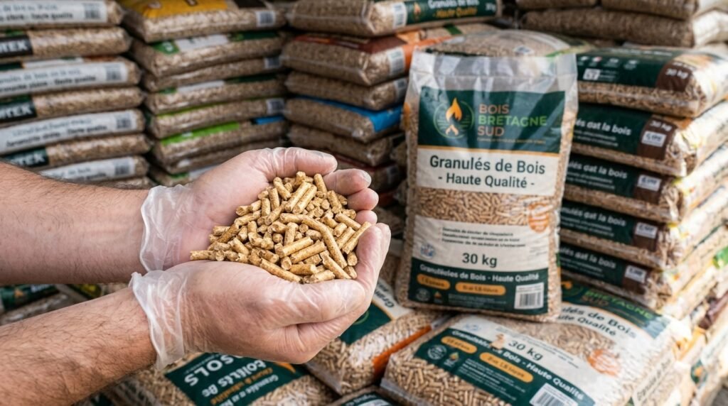 Granulés de bois certifiés DIN Plus pour poêles et chaudières