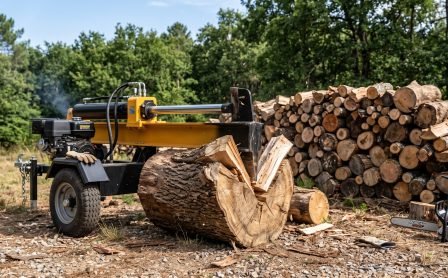 Fendeuse à bois hydraulique en action sur une bûche de bois