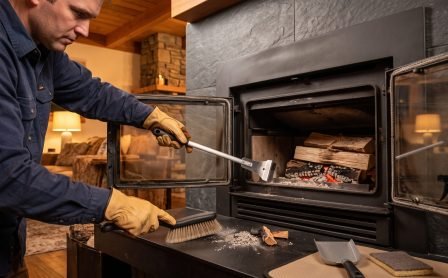Nettoyage et entretien de la vitre d'un insert de cheminée à bois